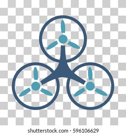 Air Tricopter icon. Vector illustration style is flat iconic bicolor symbol, cyan and blue colors, transparent background. Designed for web and software interfaces.