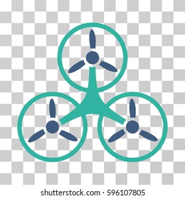 Air Tricopter icon. Vector illustration style is flat iconic bicolor symbol, cobalt and cyan colors, transparent background. Designed for web and software interfaces.