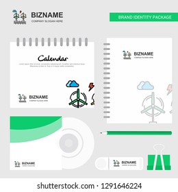 Air turbine Logo, Calendar Template, CD Cover, Diary and USB Brand Stationary Package Design Vector Template