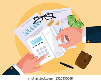 air view business hands working in the office