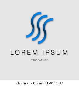 air wave logo design. waterfall logo design. three wavy line logo design
