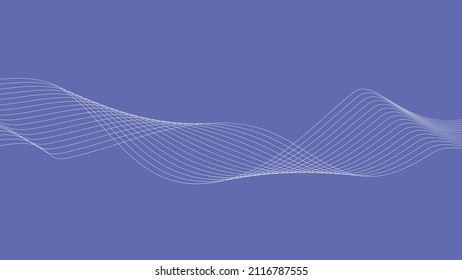 Air wave from thin lines, design element on the background of 2022 year color Very Peri in thin geometry style , vector base for banner