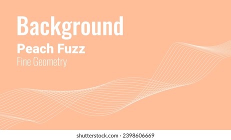 Air wave from thin lines, design element on the background of 2024 year's color Peach fuzz in thin geometry style. Vector background for banner, poster, flyer