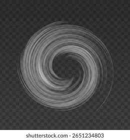 Air whit vortex vector effect isolated on transparent background. Circle wind flow swirl.