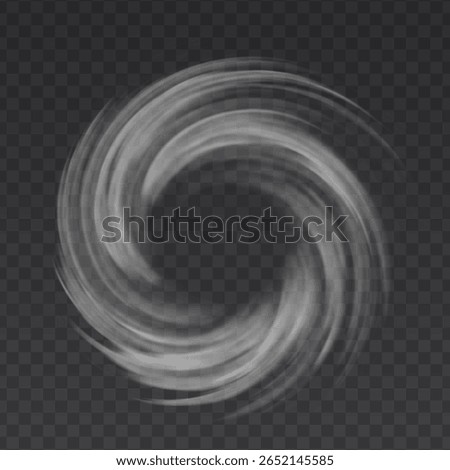 Air white vortex vector effect isolated on transparent background. Circle wind flow swirl.