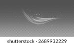 Air, wind effect isolated on transparent background. Airflow overlay: fresh air for cleaning, cooling or changing the air. Wind Wave Effect. 3D vector illustration.