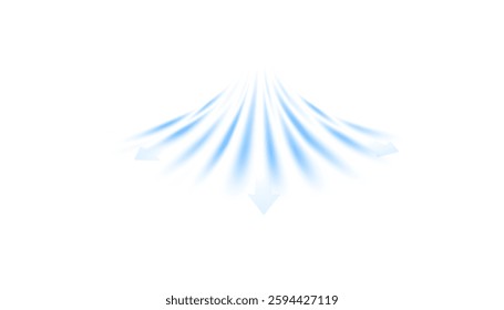 Air, wind effect isolated on transparent background. Airflow overlay: fresh air for cleaning, cooling or changing the air. Wind Wave Effect. 3D vector illustration.