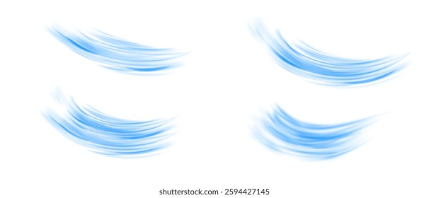 Air, wind effect isolated on transparent background. Airflow overlay: fresh air for cleaning, cooling or changing the air. Wind Wave Effect. 3D vector illustration.