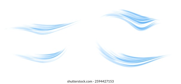 Air, wind effect isolated on transparent background. Airflow overlay: fresh air for cleaning, cooling or changing the air. Wind Wave Effect. 3D vector illustration.