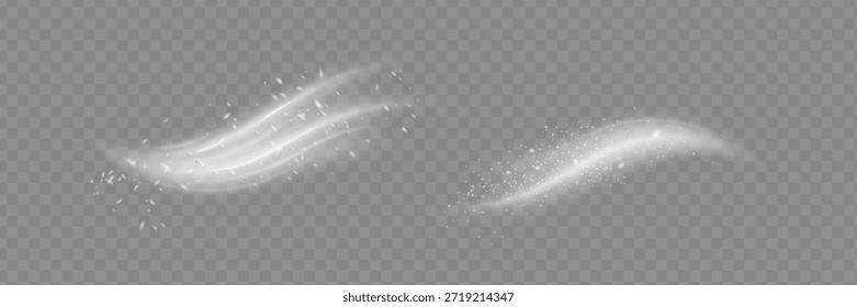 Aire, efecto de viento aislado sobre fondo transparente. Superposición de flujo de aire: aire fresco para limpiar, enfriar o cambiar el aire. Efecto de onda de viento. Ilustración vectorial 3D.