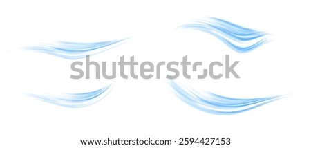 Air, wind effect isolated on transparent background. Airflow overlay: fresh air for cleaning, cooling or changing the air. Wind Wave Effect. 3D vector illustration.