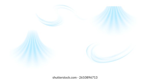 Air, wind effect isolated transparent background. Airflow overlay: fresh air for cleaning, cooling or changing the air. Wind Wave Effect. 3D vector illustration.
