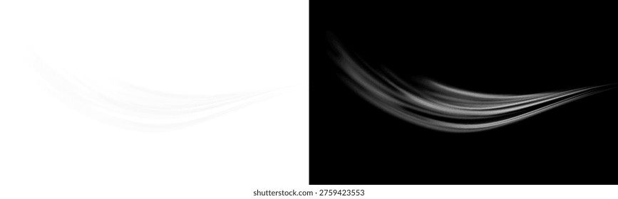 Air, wind effect isolated transparent background. Airflow overlay: fresh air for cleaning, cooling or changing the air. Wind Wave Effect. 3D vector illustration.