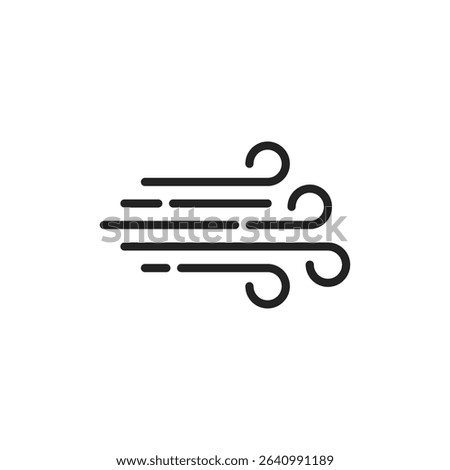 air or wind icon like fresh breath badge. simple outline trend modern windy logotype graphic art design element isolated on white. concept of storm warning symbol and hurricane or stormy sign