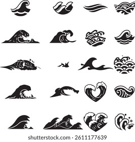 Air, wind, swirl in doodle illustration style. Wave beach vector illustration. Isolated vector illustration.