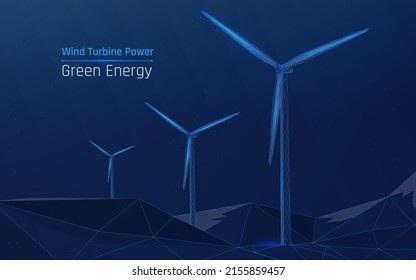 Air Wind Turbine Power station against the blue background . alternative energy. wind turbines. Ecological energy composition