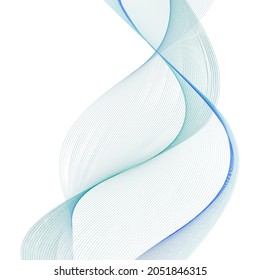 Air wind  undulate wave;  sea teal color swirl with smooth color flow. Abstract wavy swoosh curve lines, trendy design element isolated on white background. Vector illustration