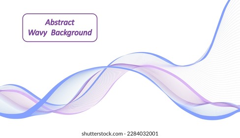 Air wind wave swirl, purple and blue undulate dynamic twist lines. Soundwave, smooth color flow, transparent curveisolated.  Abstract background, vector illustration