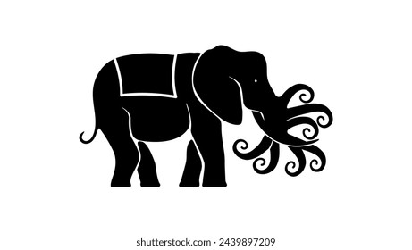 Airavata symbol, black isolated silhouette