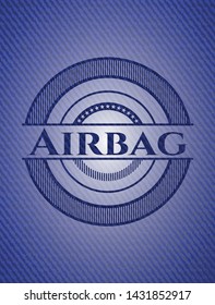 Airbag emblem with jean texture. Vector Illustration. Detailed.