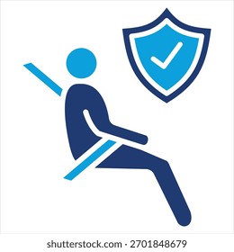 Airbag flach blau Symbol Vektorgrafik