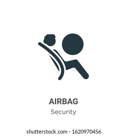 Airbag glyph icon vector on white background. Flat vector airbag icon symbol sign from modern security collection for mobile concept and web apps design.