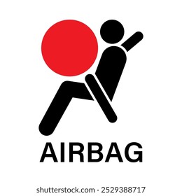 Ícone de airbag. Sistema de almofada de ar do carro. Ilustração de vetor. 