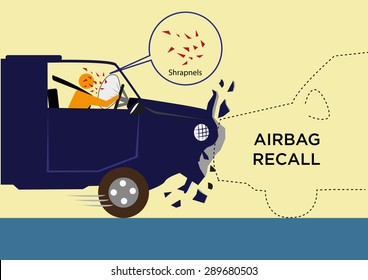 Airbag Recall due to airbags sending deadly shrapnel to drivers. Editable Clip Art
