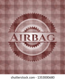Airbag red polygonal badge. Seamless.
