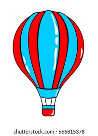 Airballoon cartoon sticker in retro style on white background, vector illustration for travel theme.