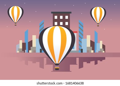 airballoon with city turquoise background