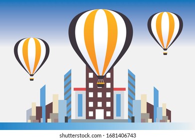 airballoon with city turquoise background