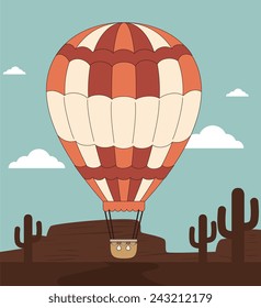 Airballoon design over desertscape background,vector illustration.