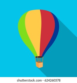 Airballoon icon in flat style isolated on blue background. Rest and travel symbol stock vector illustration.