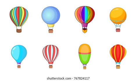 Airballoon icon set. Cartoon set of airballoon vector icons for your web design isolated on white background