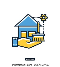 Airbnb Cleaning icon. Disinfection and Cleaning Related Vector Icons. Collection of linear simple web icons such as cleaner, disinfection, cleaning, washing, and others. vector eps10 svg