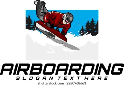airboarding ice sport logo design vector