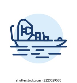 Airboat black line icon. Water activity. svg