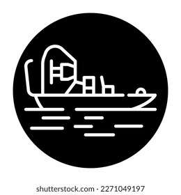Airboat black line icon. Water activity. Pictogram for web page. svg