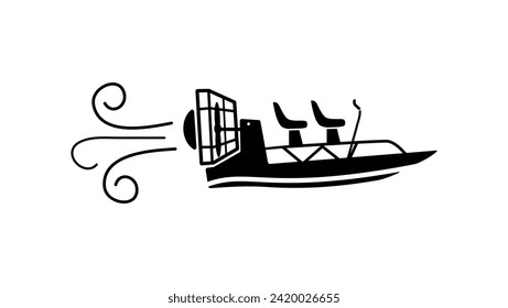 Airboat symbol, black isolated silhouette svg