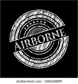 Airborne chalk emblem written on a blackboard. Vector Illustration. Detailed.