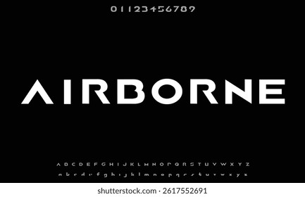 AIRBORNE GP vector font alphabet with numbers
