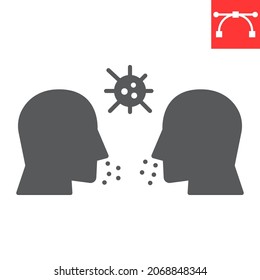 Airborne infection glyph icon, respiratory and coronavirus, airborne infection vector icon, vector graphics, editable stroke solid sign, eps 10.