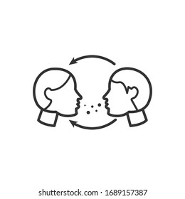 Plantilla de ilustración vectorial de diseño de icono de infección aerotransportada. Transmisión del concepto de virus de la enfermedad en el fondo blanco.