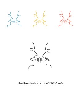 Airborne infection. Line icon. Vector sign.