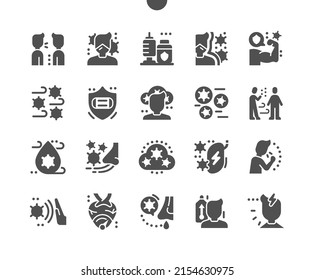 Airborne infection. Vaccinated. Protective mask. Infection in lung. Health care, medical and medicine. Vector Solid Icons. Simple Pictogram