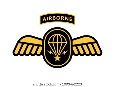 Airborne military label patch isolated on white background