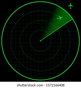 Airborne radar, marine radar for aircraft and watercraft. Sonar. Vector illustration.