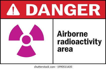 Airborne Radioactivity Area Danger Sign. Warehouse Safety Signs And Symbols.