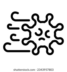Airborne spreading bacteria line icon. Coronavirus spread with air symbol, outline style pictogram on white background. Covid-19 viral sign for concept and web design.